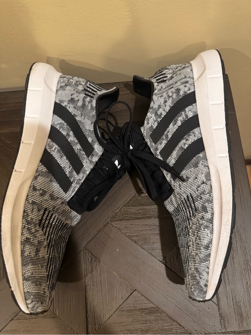 Black & White Knit Running Sneakers Adidas men’s size 13 worn twice - Picture 4 of 5